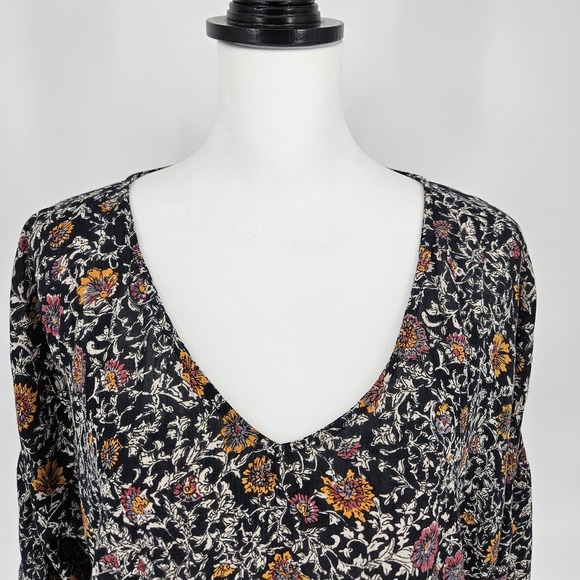 Band of Gypsies Floral Lightweight Blousy Oversized Blouse Womens Size Large - Picture 3 of 8